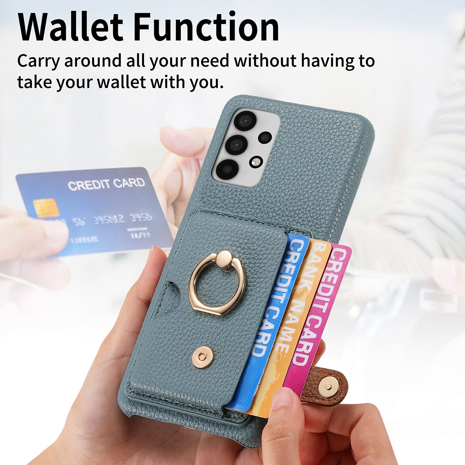 Y2 For Samsung Galaxy A32 4G (EU Version) Ring Kickstand Case Card Holder Phone Cover Y2 For Samsung Galaxy A32 4G (EU Version) Ring Kickstand Case Card Holder Phone Cover